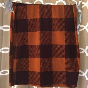 LuLaRoe Orange & Maroon Cassie Skirt (NWT)
